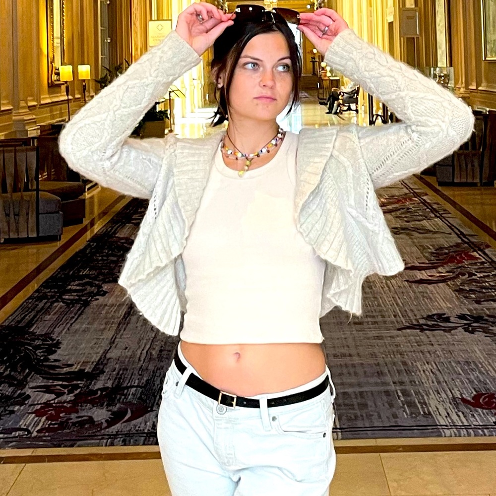 Hand knit Vintage Ralph Lauren cream cardigan